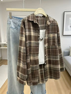 Women's check overshirt with notched collar