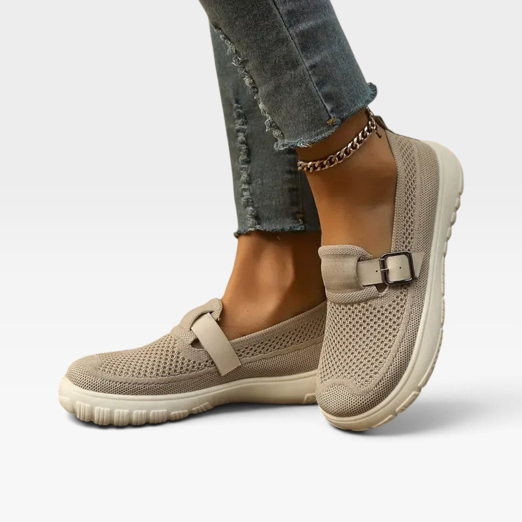 Women's Mesh Slip-On Trainers with Buckle Strap — view 2