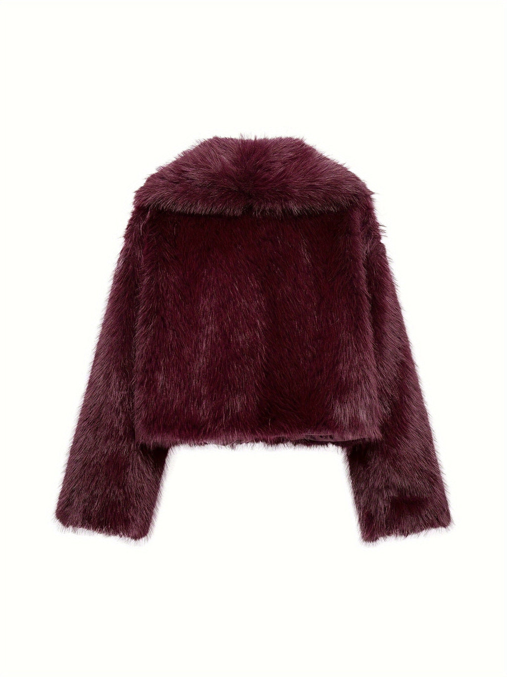 Women's loose-fit plush-lined faux fur jacket