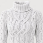 Women's cable knit mini dress in White | Badby – detail view