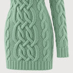 Women's cable knit mini dress in Mint Green | Badby – detail view