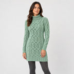 Women's cable knit mini dress in Mint Green | Badby – front view