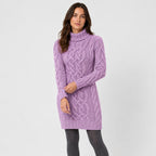 Women's cable knit mini dress in Lilac | Badby – front view
