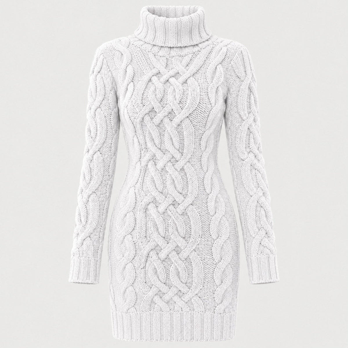 Women's cable knit mini dress in White | Badby – front view