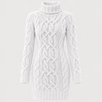 Women's cable knit mini dress in White | Badby – front view