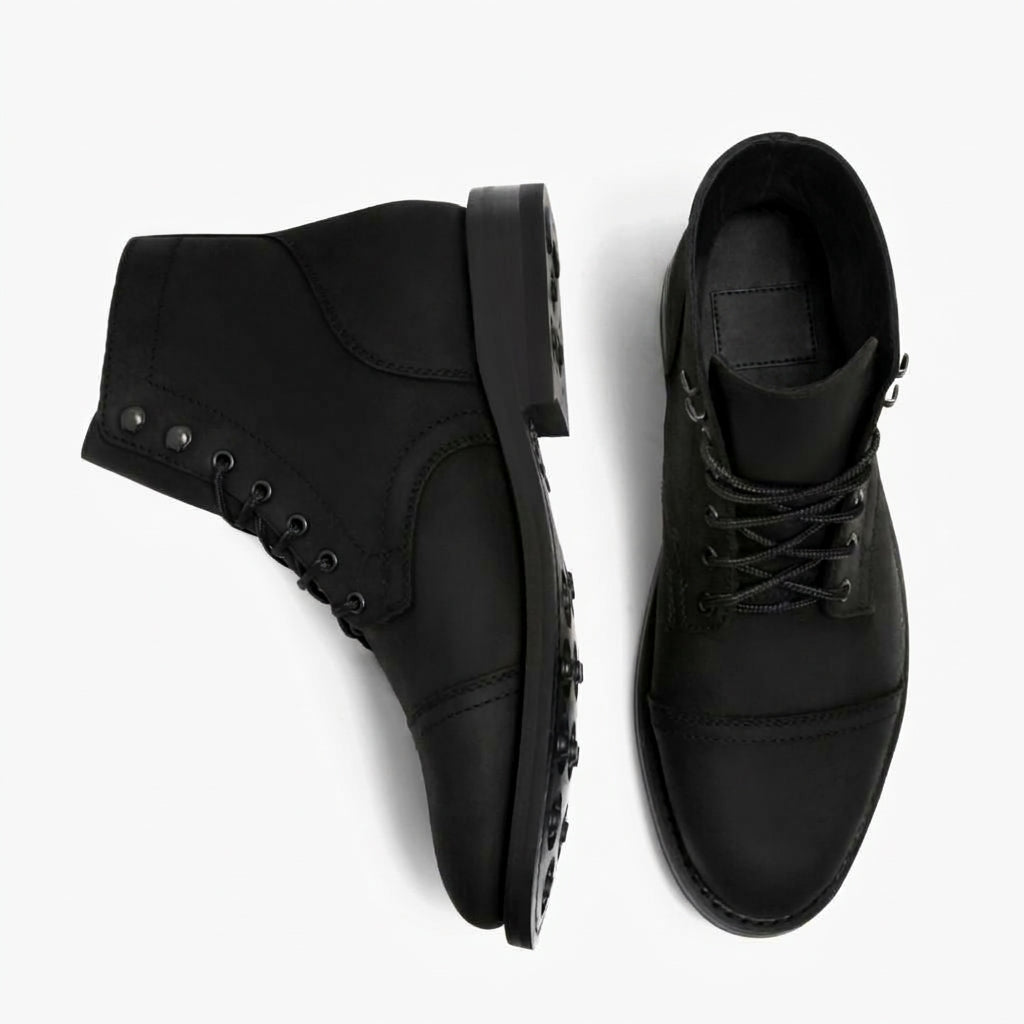 Men's Leather Cap Toe Lace-Up Ankle Boots — view 3