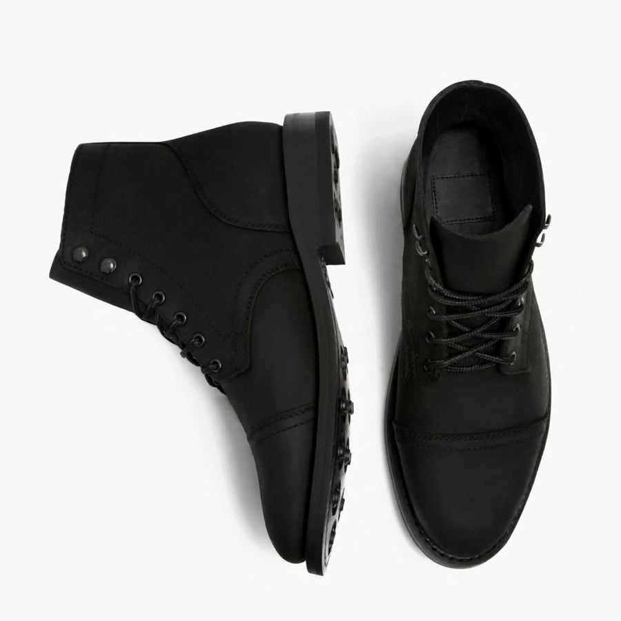 Men's Leather Cap Toe Lace-Up Ankle Boots — view 3