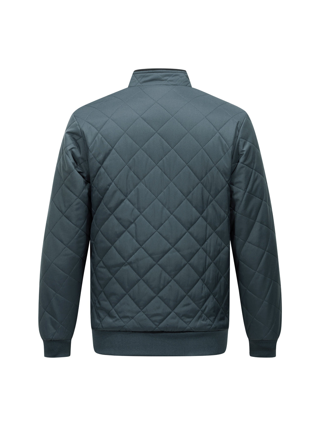 Men's diamond quilted zip-up jacket with stand collar