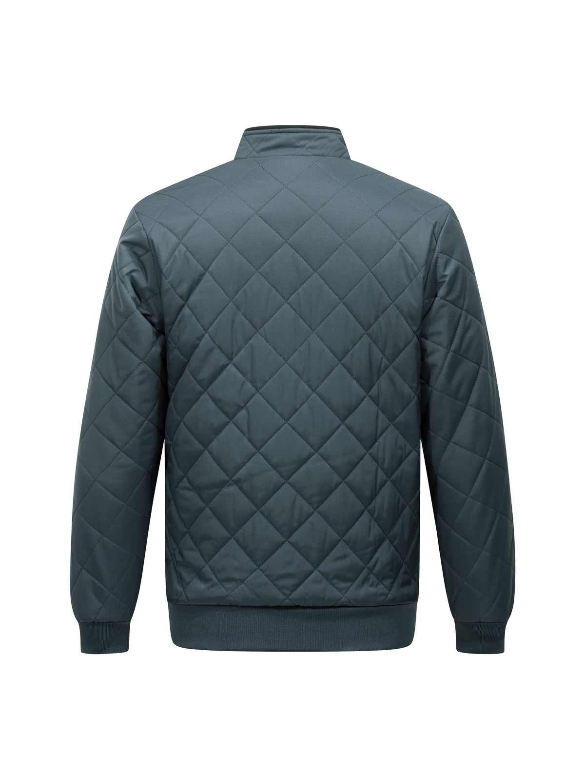 Men's diamond quilted zip-up jacket with stand collar