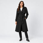 Women's mid-calf trench coat in Black | Eskdale – front view
