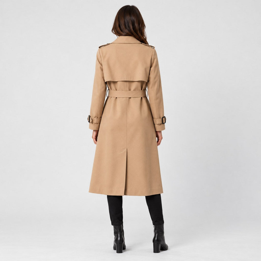 Women's mid-calf trench coat in Camel | Eskdale – back view