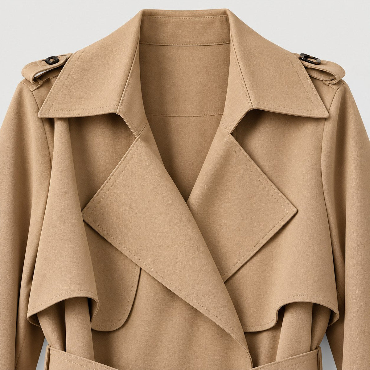 Women's mid-calf trench coat in Camel | Eskdale – detail view