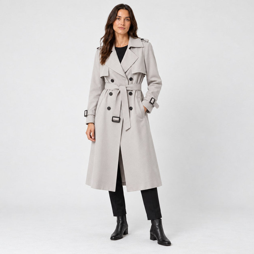 Women's mid-calf trench coat in Grey | Eskdale – front view