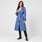 Women's mid-calf trench coat in Cobalt Blue | Eskdale – side view