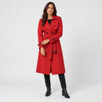 Women's mid-calf trench coat in Red | Eskdale – front view