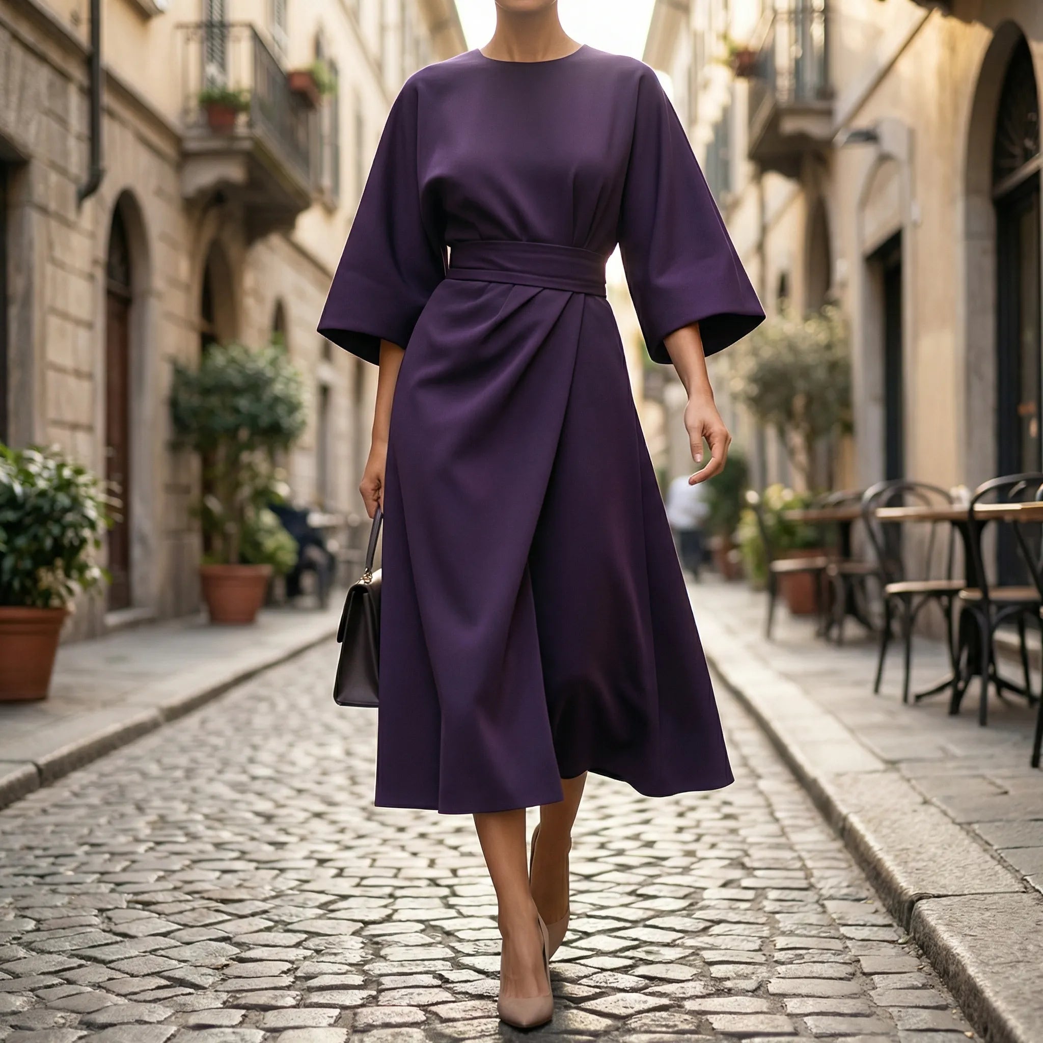 Women’s Evening Dress with Waist Belt - Parker and Grant