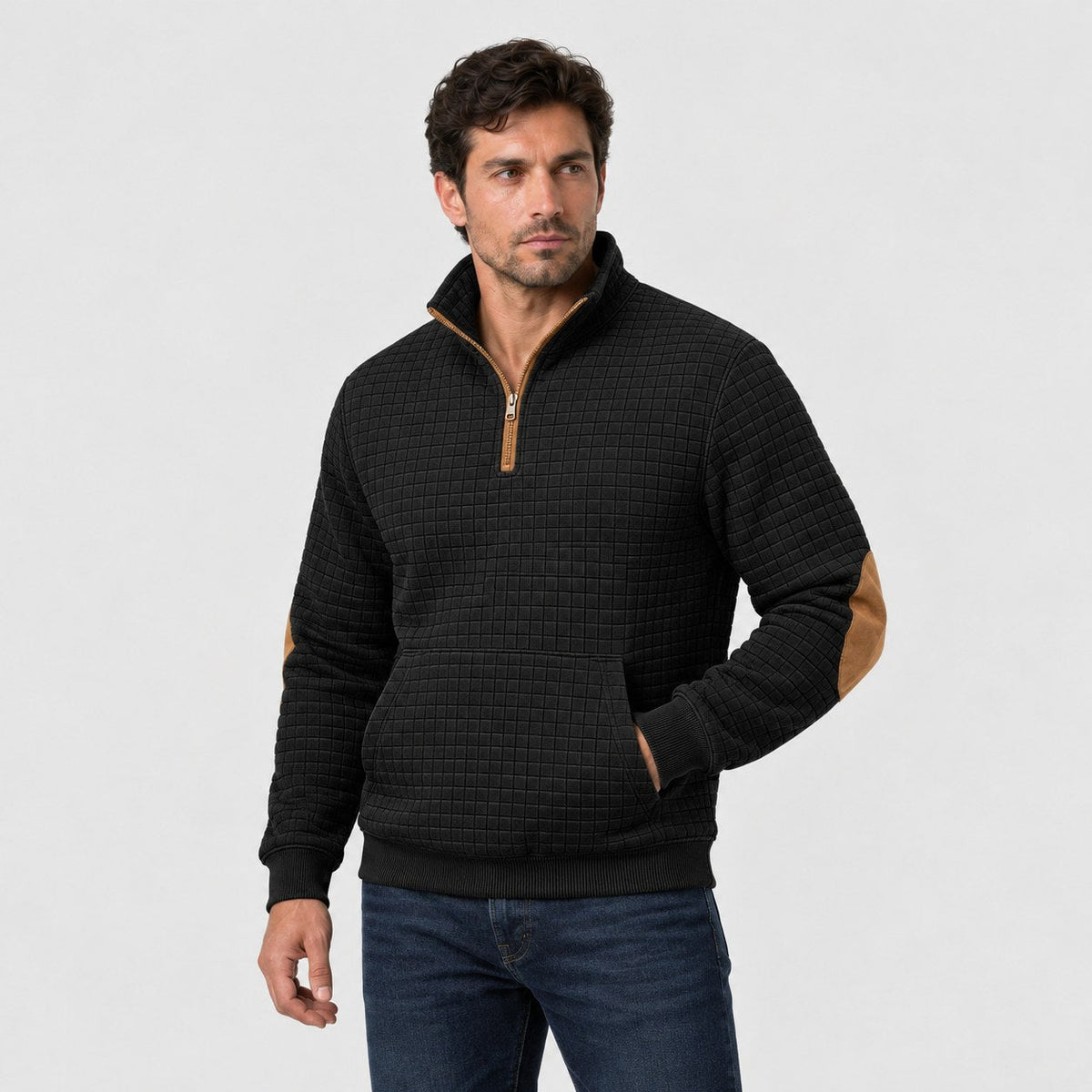 Men's quarter-zip jumper in Black | Ulpha – side view