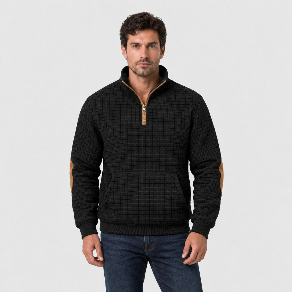 Men's quarter-zip jumper in Black | Ulpha – front view