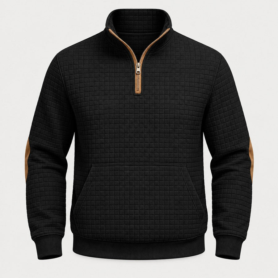 Men's quarter-zip jumper in Black | Ulpha – front view