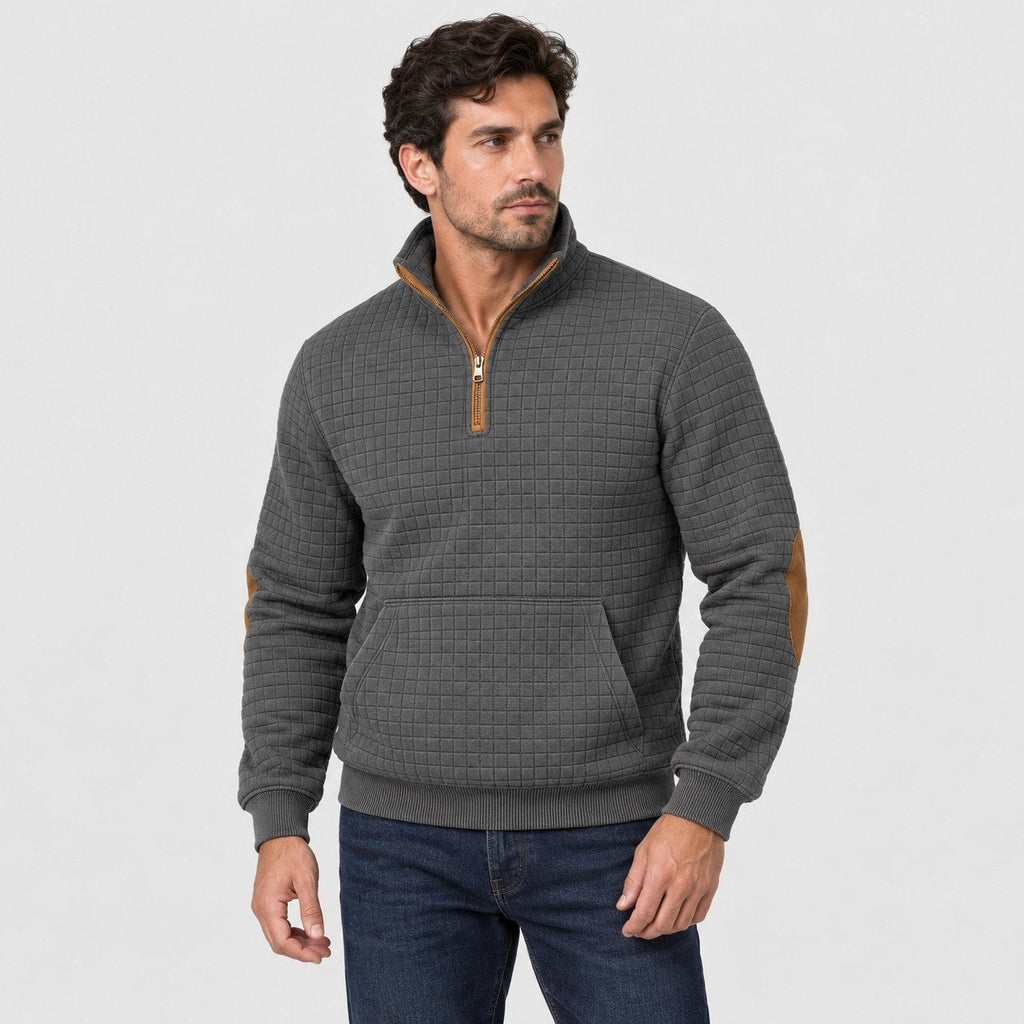 Men's quarter-zip jumper in Dark Grey | Ulpha – side view