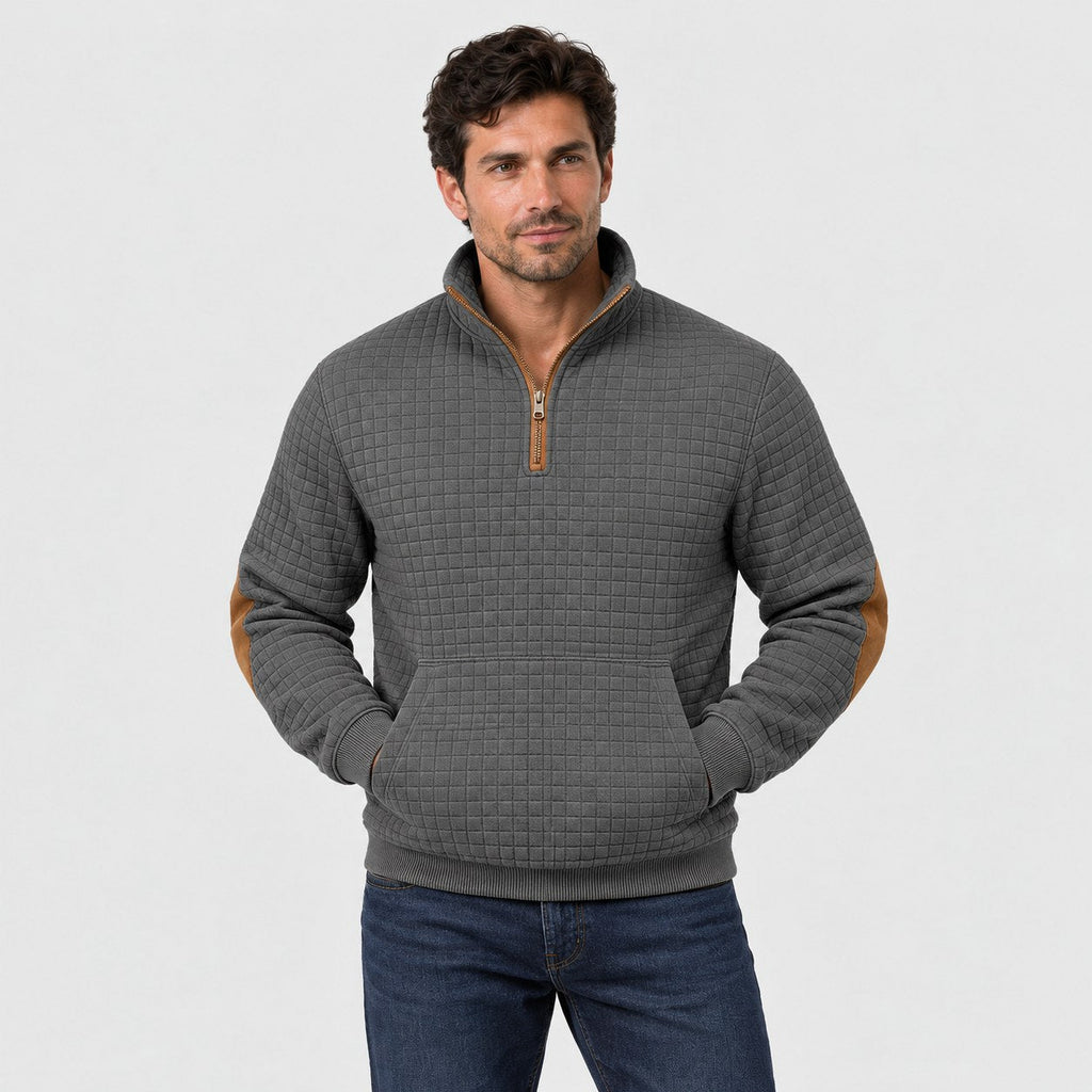 Men's quarter-zip jumper in Dark Grey | Ulpha – front view