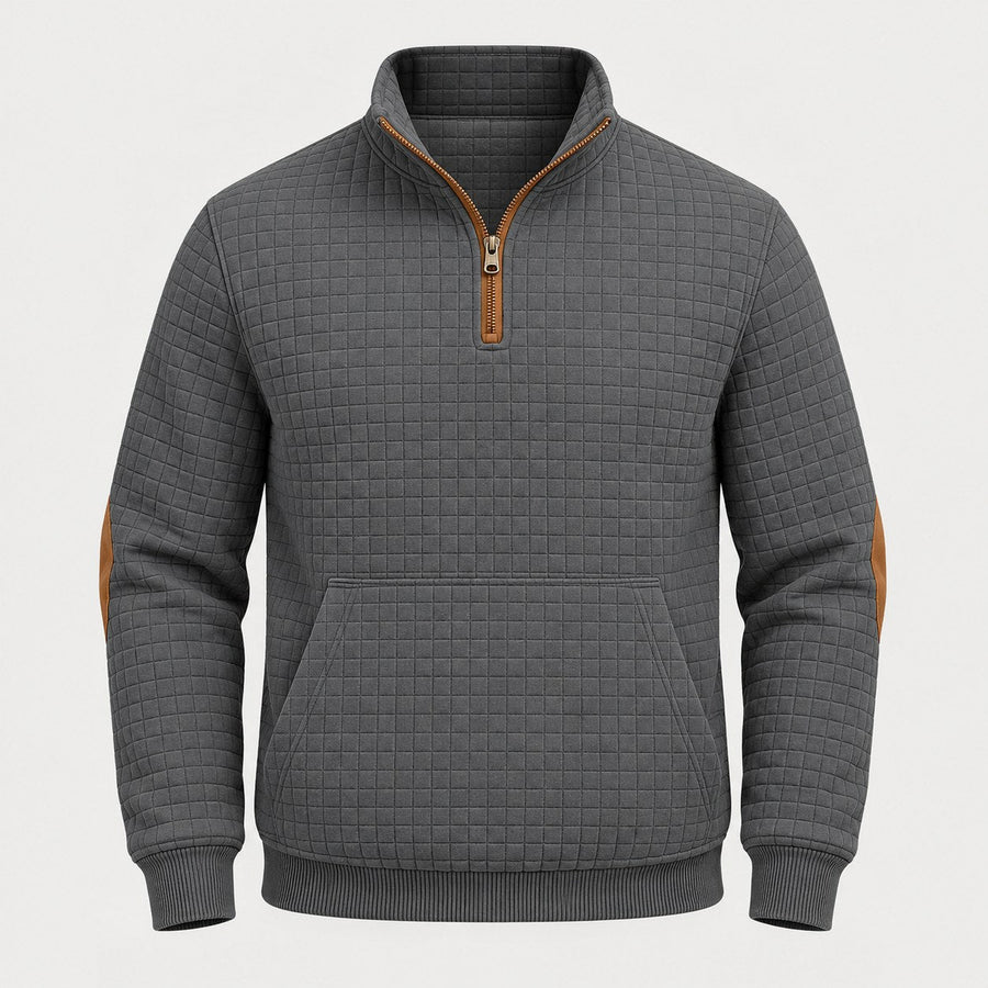 Men's quarter-zip jumper in Dark Grey | Ulpha – front view