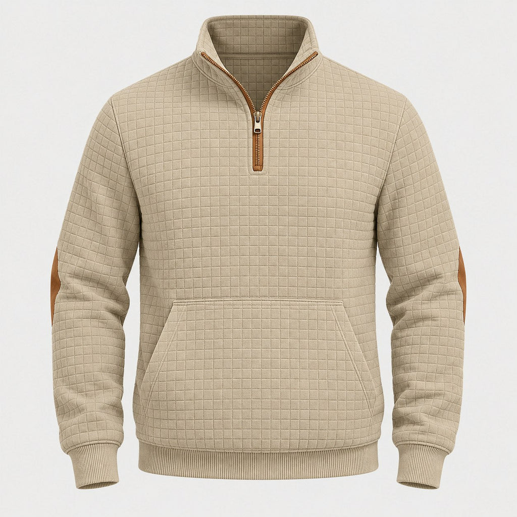 Men's quarter-zip jumper in Beige | Ulpha – front view