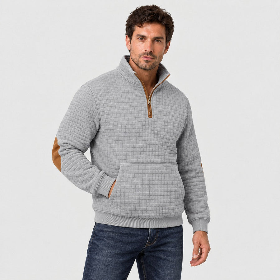 Men's quarter-zip jumper in Light Grey | Ulpha – side view