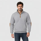 Men's quarter-zip jumper in Light Grey | Ulpha – front view