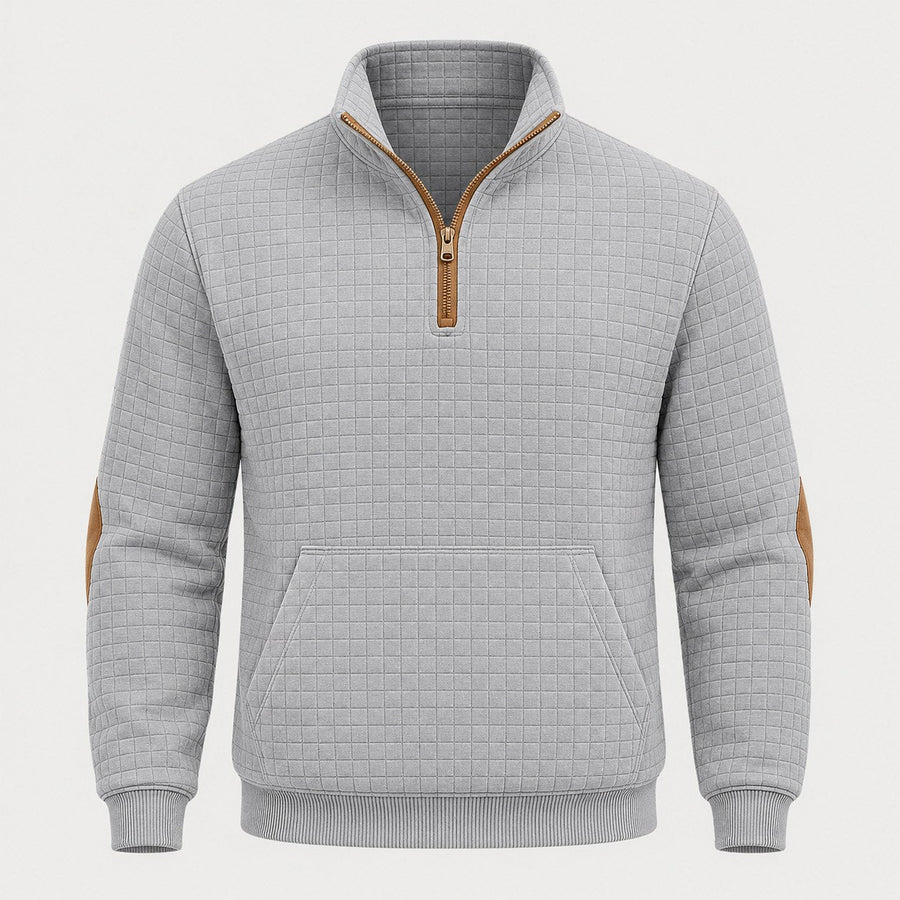 Men's quarter-zip jumper in Light Grey | Ulpha – front view