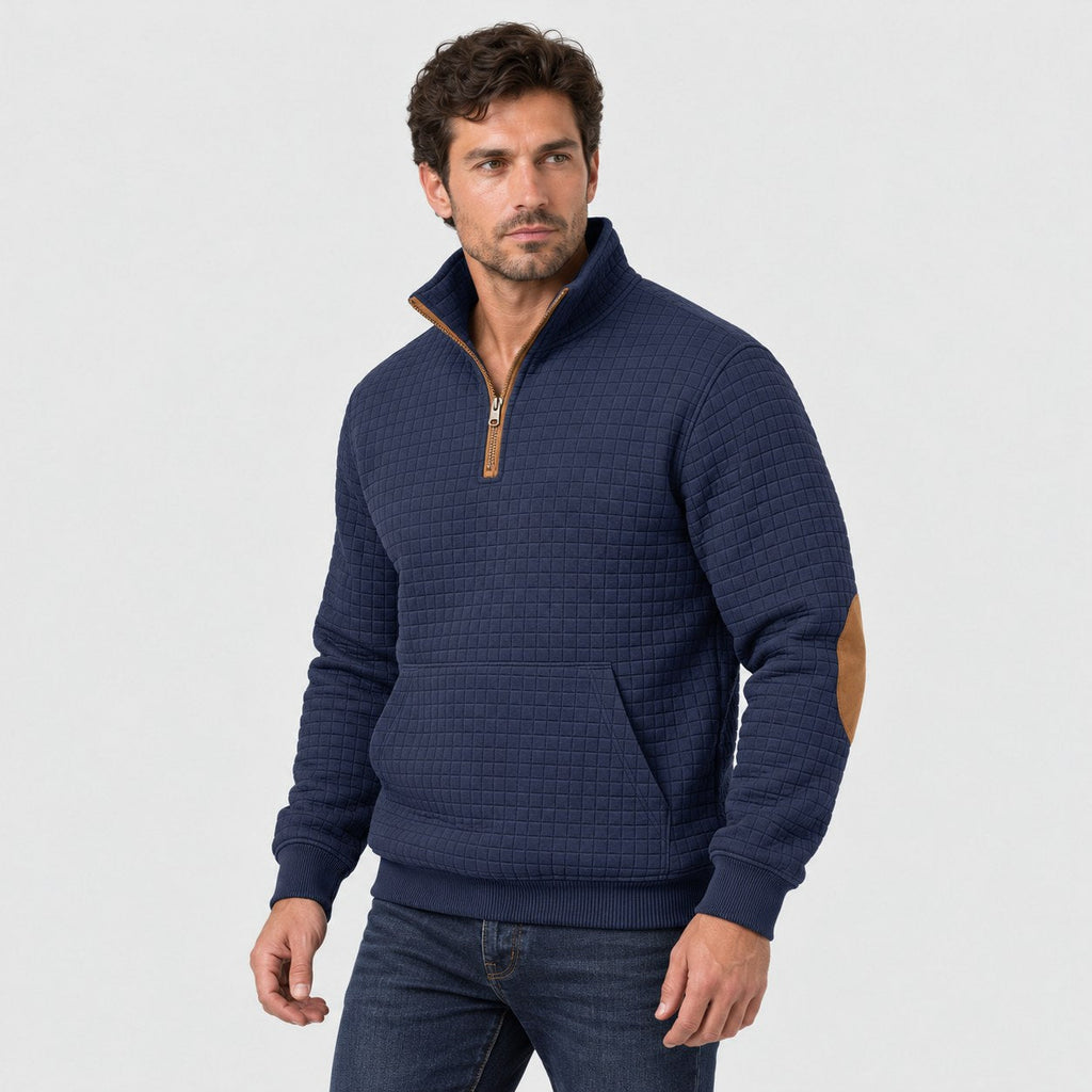 Men's quarter-zip jumper in Navy | Ulpha – side view
