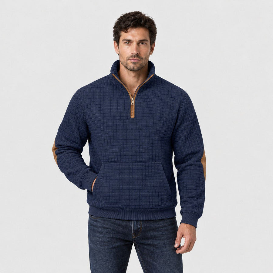Men's quarter-zip jumper in Navy | Ulpha – front view