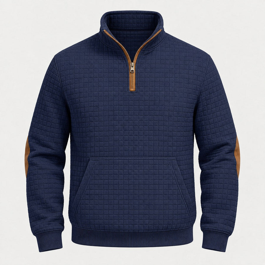 Men's quarter-zip jumper in Navy | Ulpha – front view
