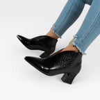 Women's Croc Effect Pointed Toe Ankle Boots — view 3