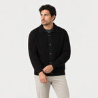 Men's rib knit cardigan in Black | Tealby – front view
