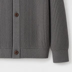 Men's rib knit cardigan in Grey | Tealby – detail view
