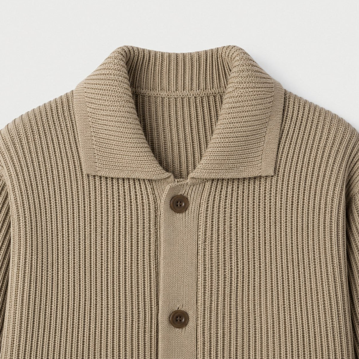 Men's rib knit cardigan in Beige | Tealby – detail view