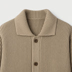 Men's rib knit cardigan in Beige | Tealby – detail view