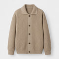 Men's rib knit cardigan in Beige | Tealby – front view
