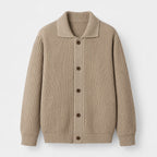 Men's rib knit cardigan in Beige | Tealby – front view