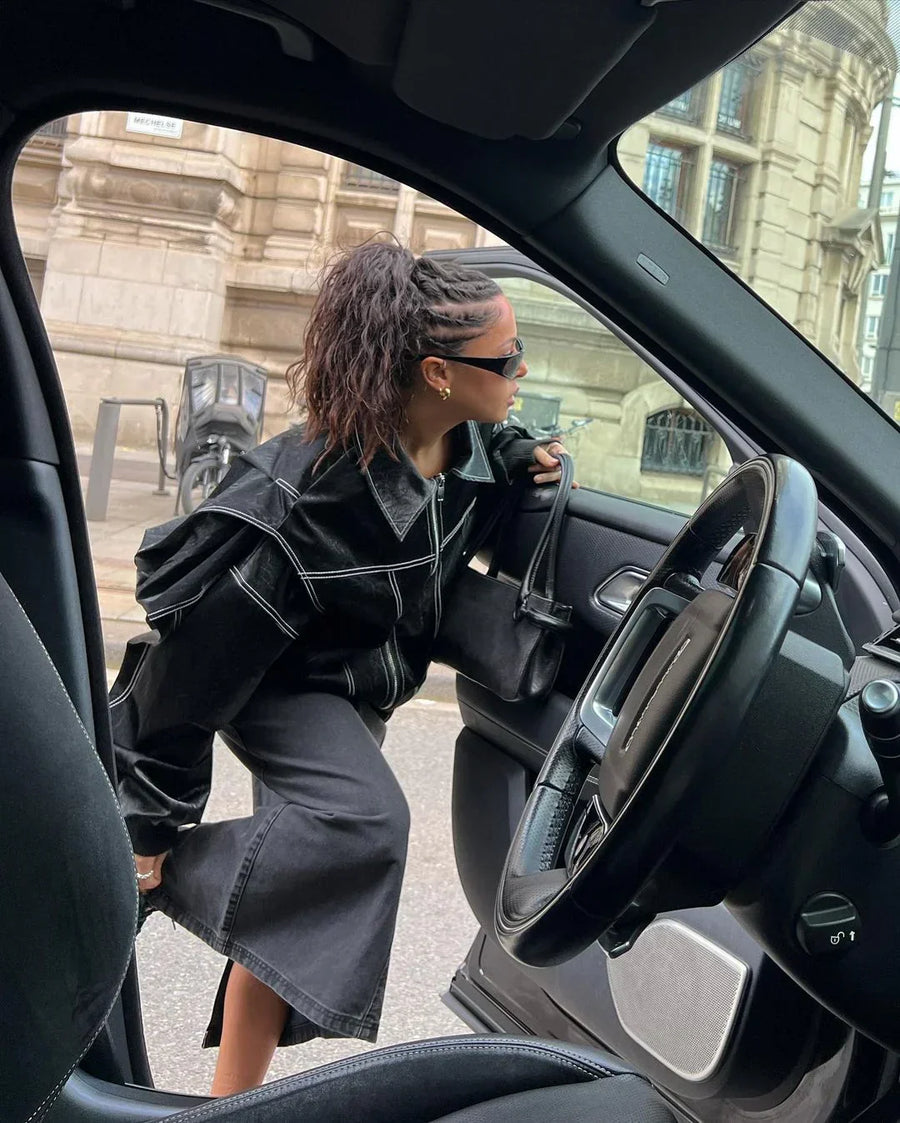 Veste oversize à surpiqûres contrastantes pour femme | Porlock
