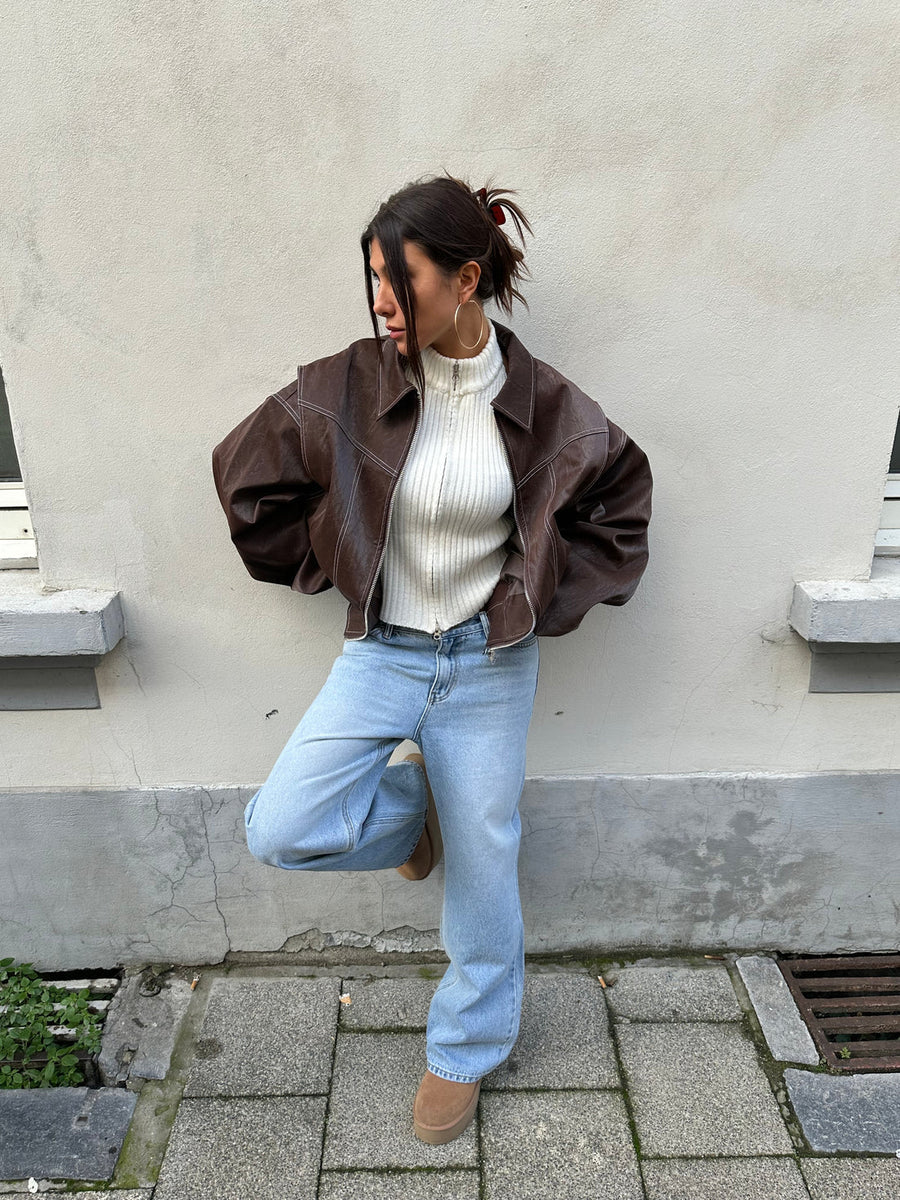 Veste oversize à surpiqûres contrastantes pour femme | Porlock