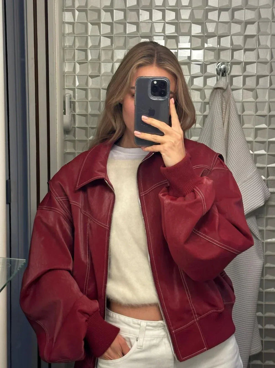 Veste oversize à surpiqûres contrastantes pour femme | Porlock