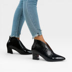 Women's Croc Effect Pointed Toe Ankle Boots — view 2