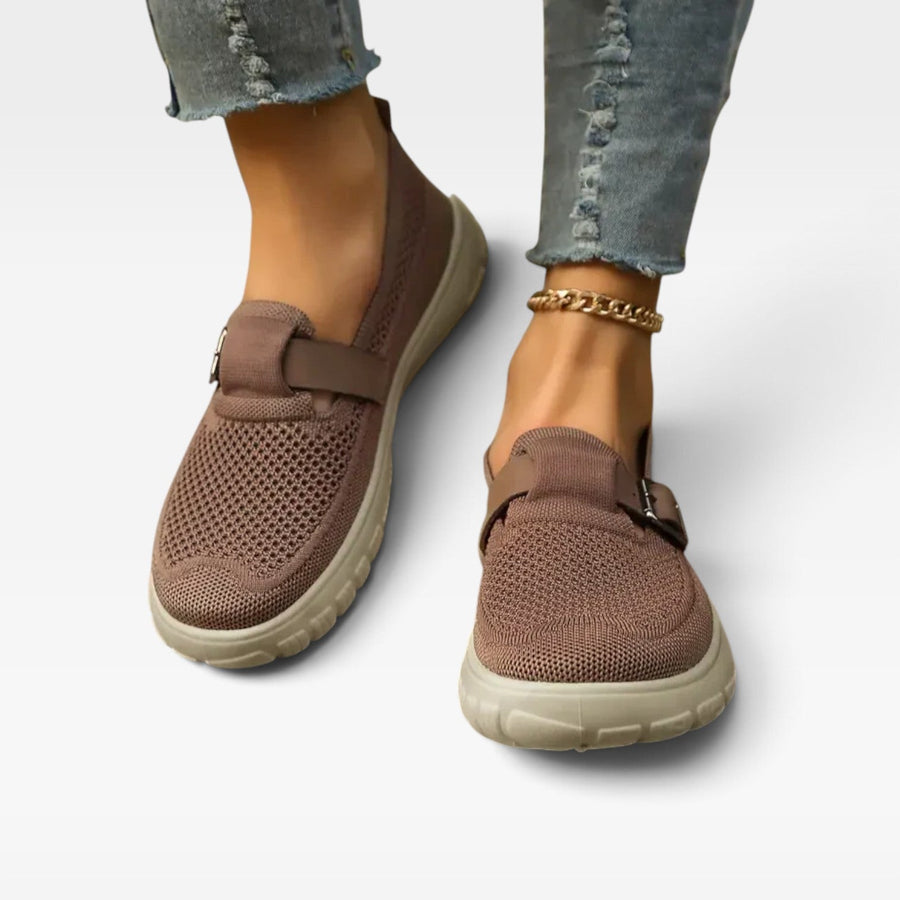 Women's Mesh Slip-On Trainers with Buckle Strap — view 3