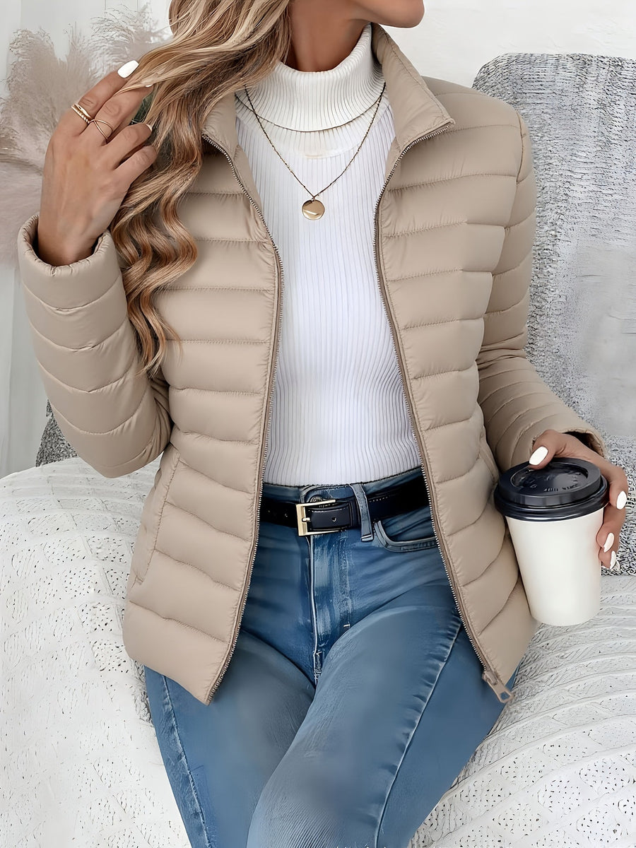 Women's lightweight stand collar puffer jacket
