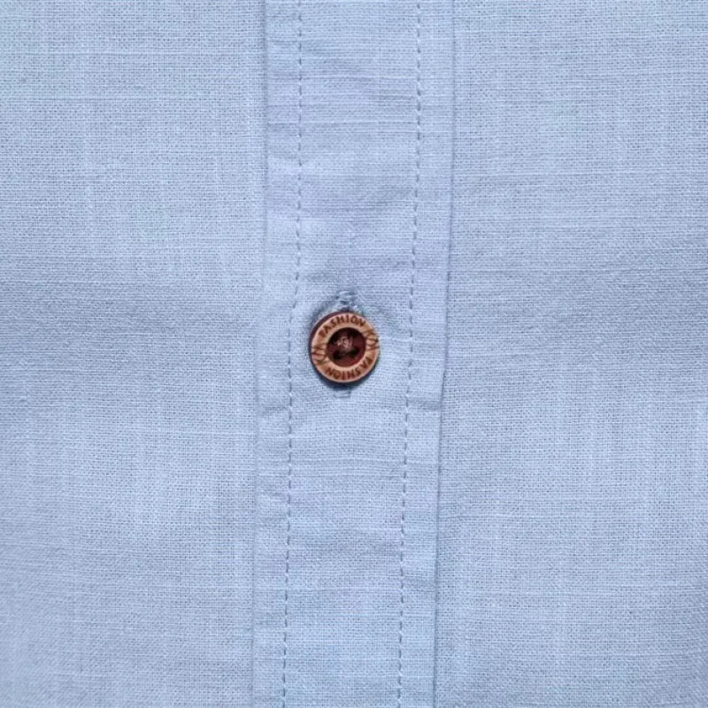 Men's long-sleeve band collar shirt