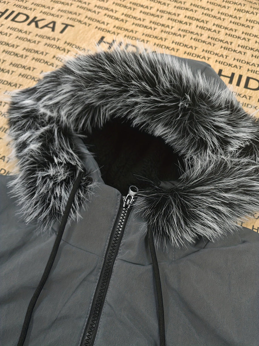 Men's fleece-lined hooded parka jacket