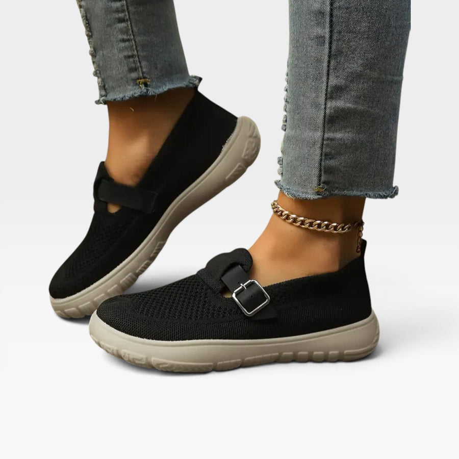 Women's Mesh Slip-On Trainers with Buckle Strap — view 4