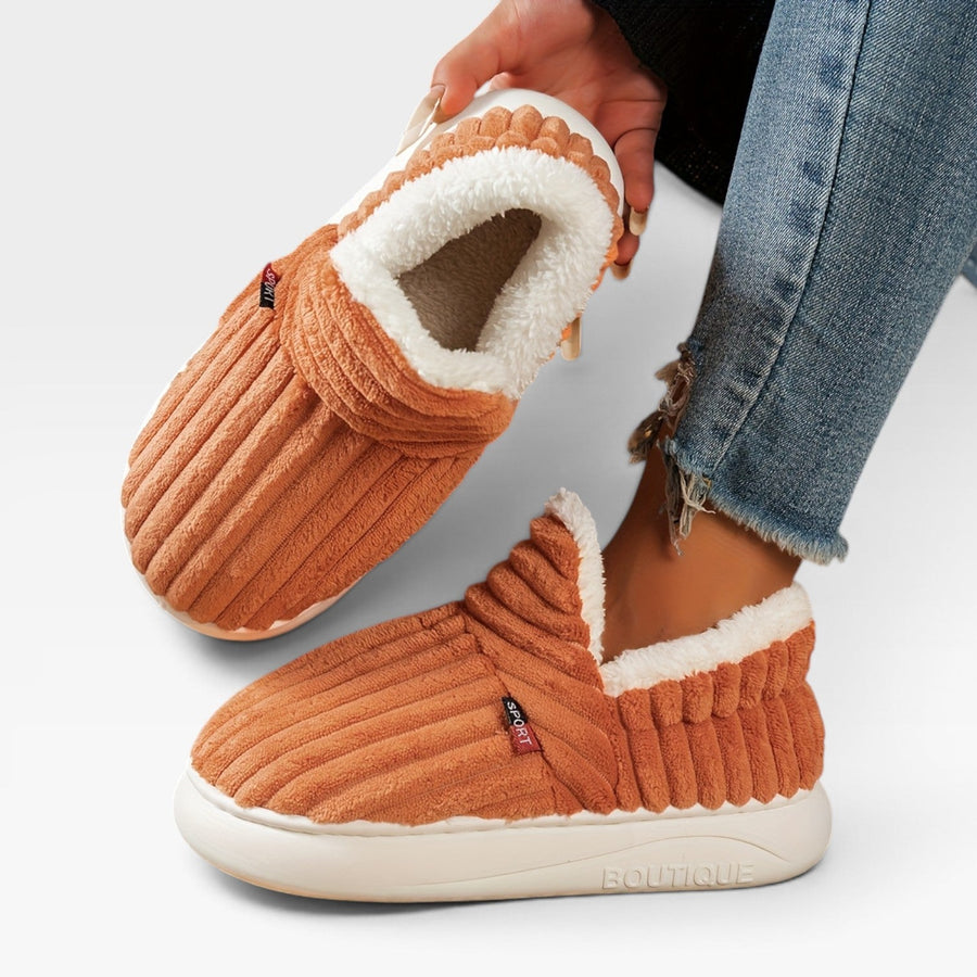 Women's Corduroy Slipper Boots with Fleece Lining — view 14